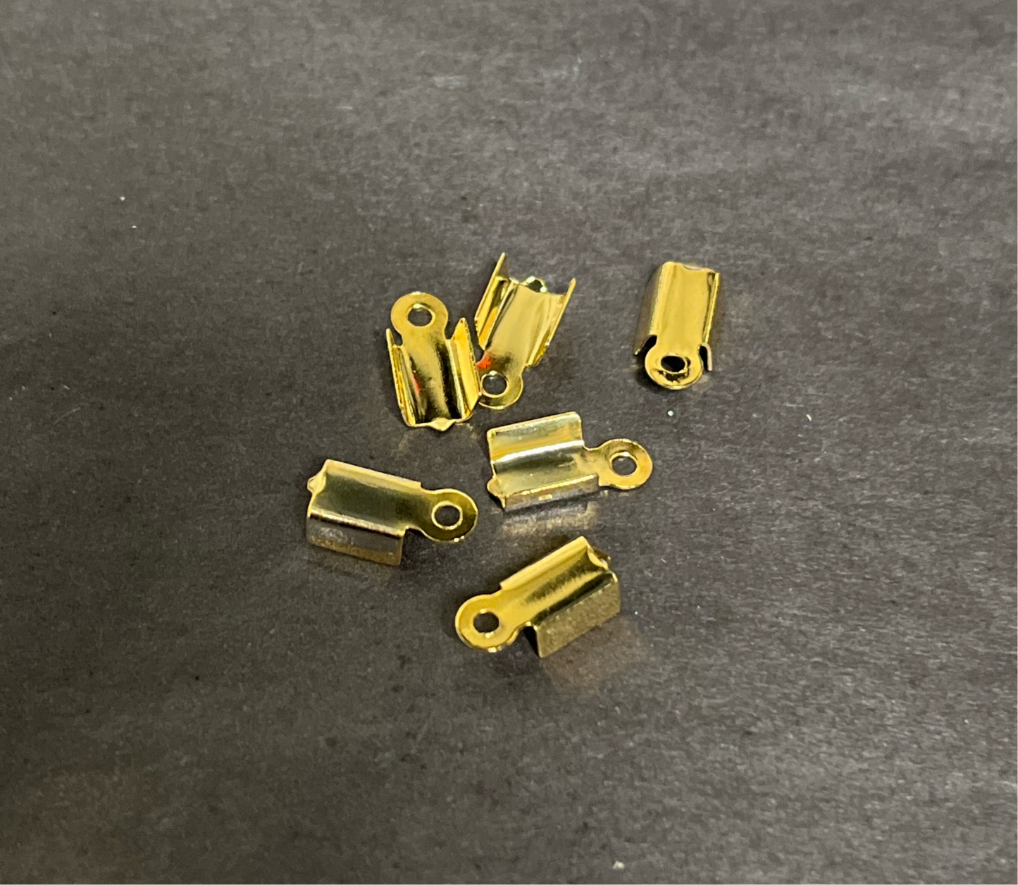 CORD END FOLD 3MM STAINLESS STEEL GOLD PLATE 6 PC