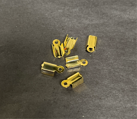 CORD END FOLD 3MM STAINLESS STEEL GOLD PLATE 6 PC