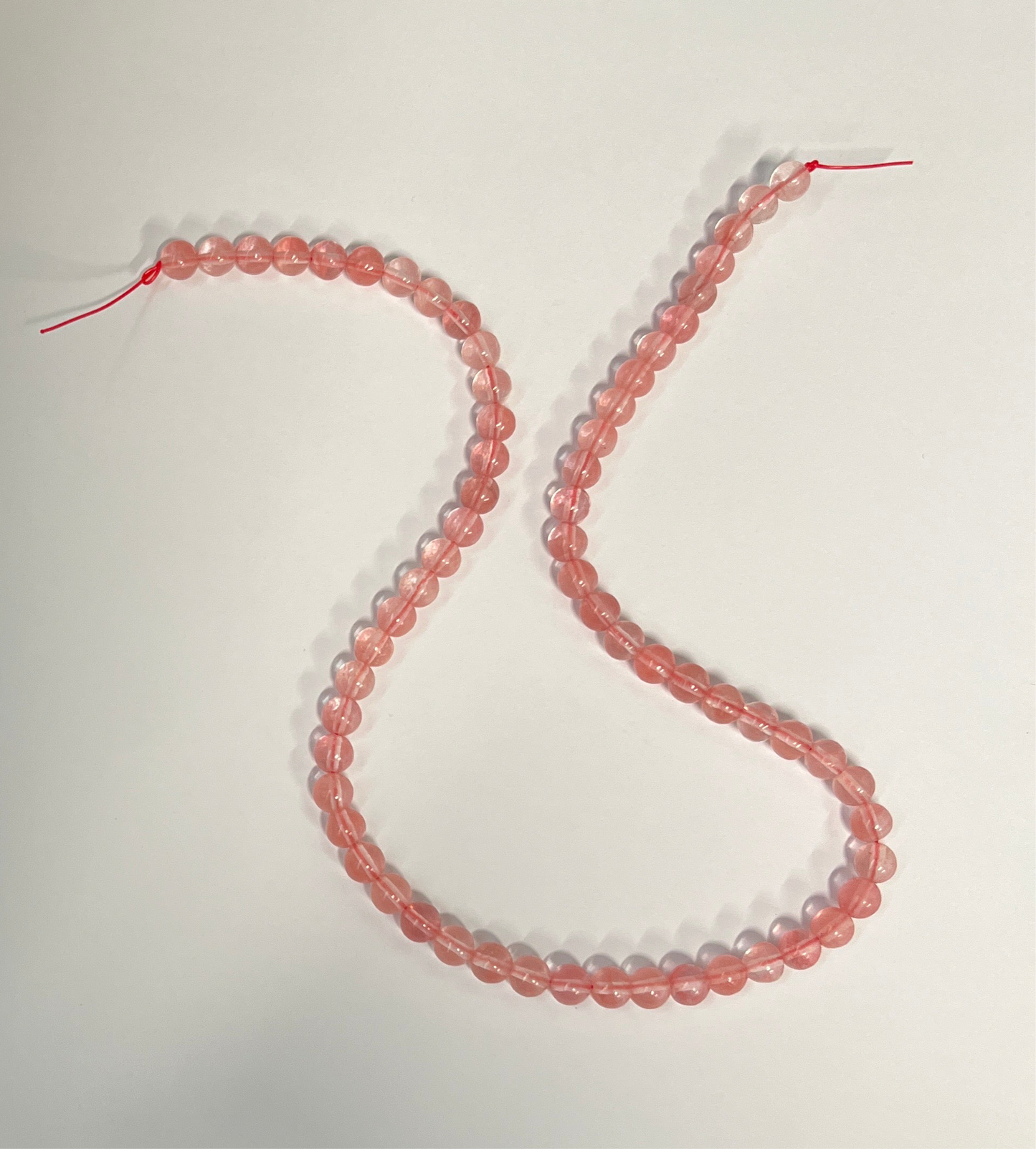 CHERRY QUARTZ GLASS 6MM ROUND 1 STRAND