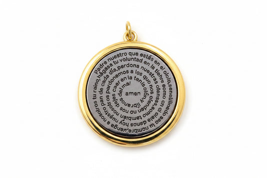 MEDALLA PADRE NUESTRO GOLD PLATED 18 KT 32X38MM 1 PC