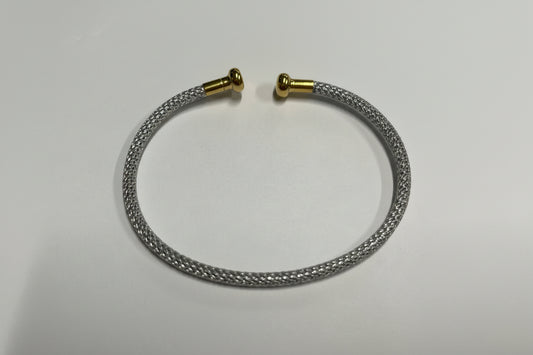 METAL CUFF SILVER THREAD GOLD