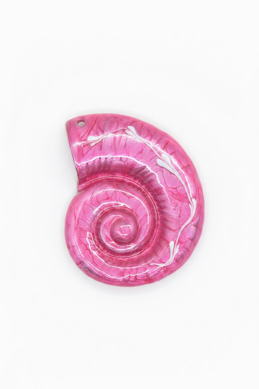 NAUTILUS SHELL SST WITH ENAMEL DEEP PINK