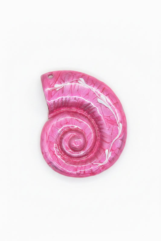 NAUTILUS SHELL SST WITH ENAMEL DEEP PINK