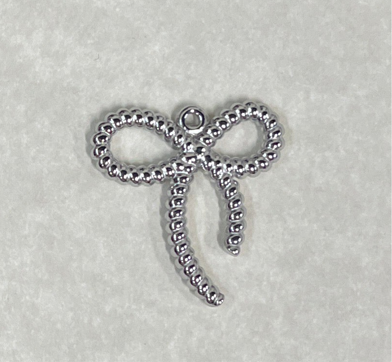 CHARM BOWKNOT 29MM STAINLESS STEEL GOLD OR PLATINUM 2 PC