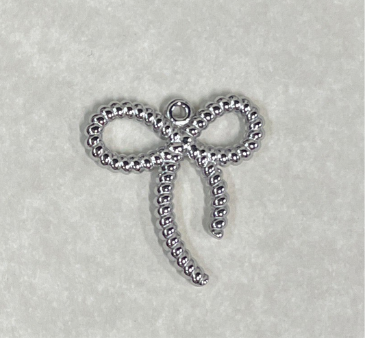 CHARM BOWKNOT 29MM STAINLESS STEEL GOLD OR PLATINUM 2 PC