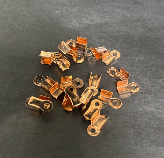 CORD END FOLD CRIMP 9X4MM ROSE GOLD 50 PC