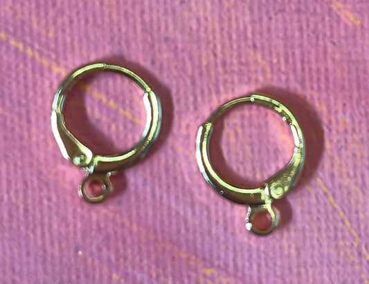 EARRINGS HUGGIE HOOP GOLD PLATE 18KT 14.7X11 1 PAIR