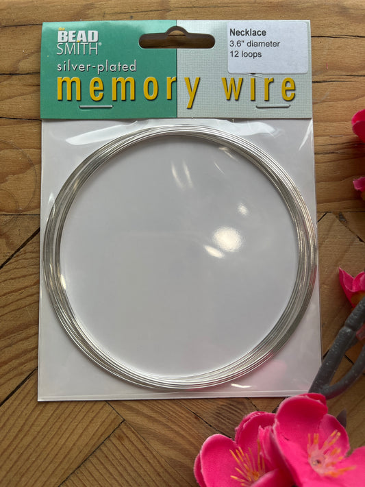 MEMORY WIRE NECKLACE SILVER PLATE 3.6" 12 LOOPS 24GA