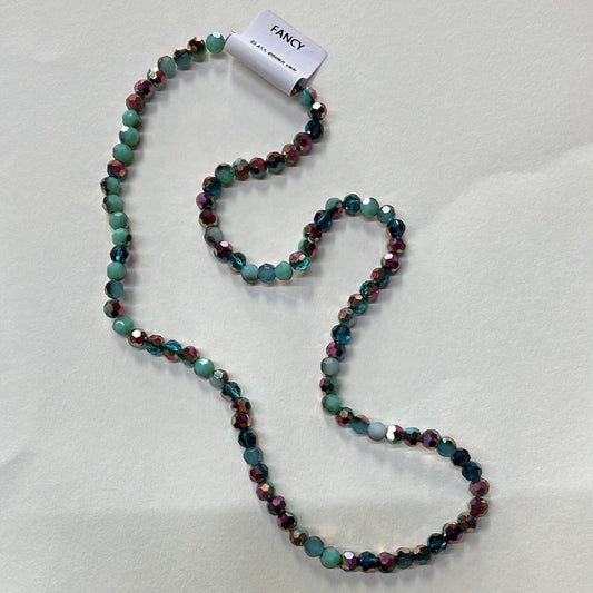 GLASS ELECTROPLATE ROUND 6 MM FACETED MULTICOLOR SIENNA 1 STRAND 94 PCS