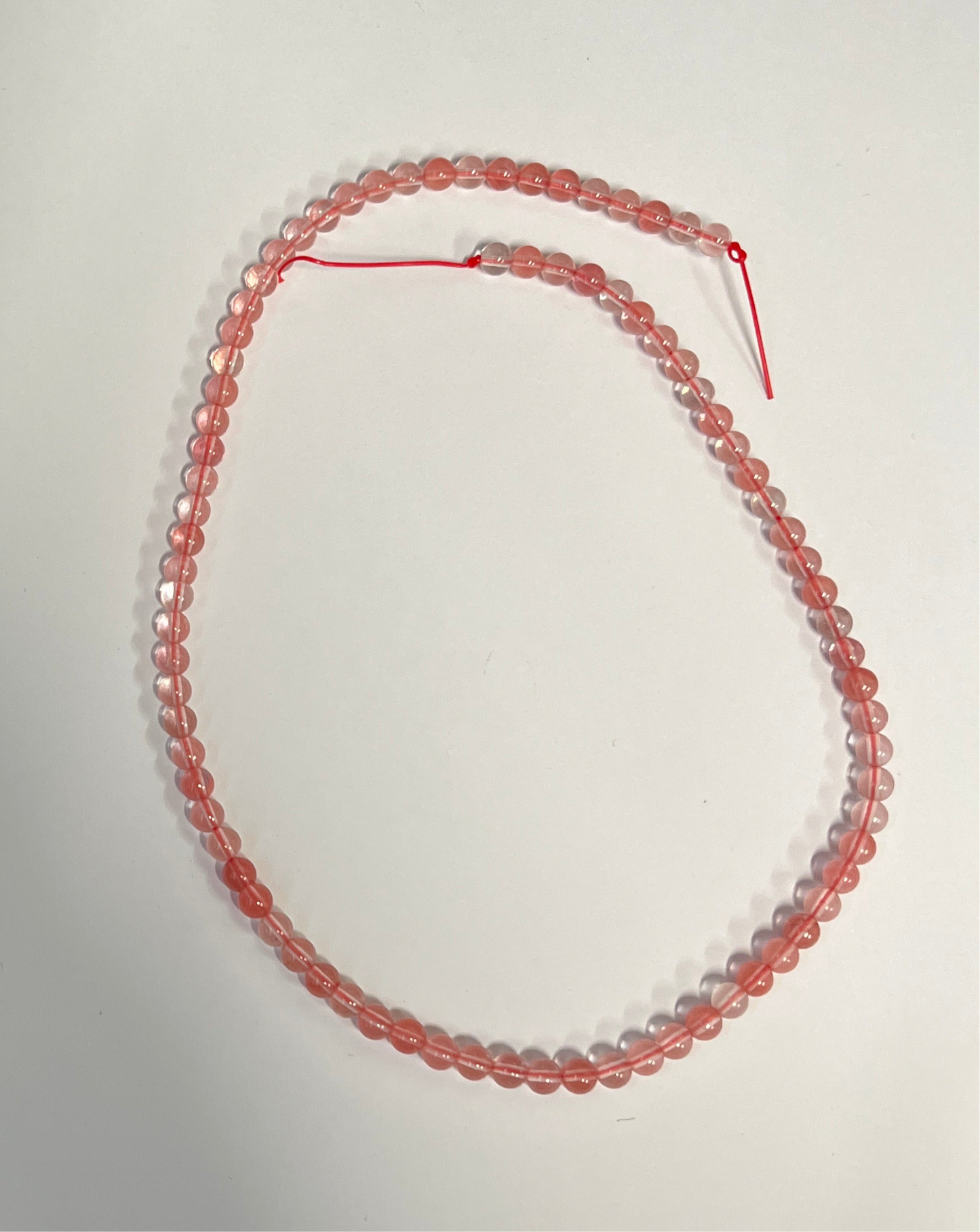 CHERRY QUARTZ GLASS BEAD 4MM ROUND 1 STRAND