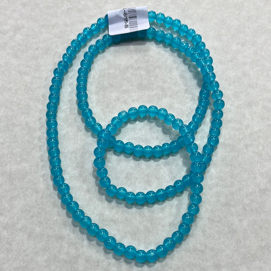 GLASS JADE 6.5MM MEDIUM TURQUOISE(BAKING PAINTED)
