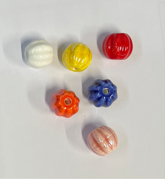PORCELAIN BEAD PUMPKIN 13X12MM 10 PC
