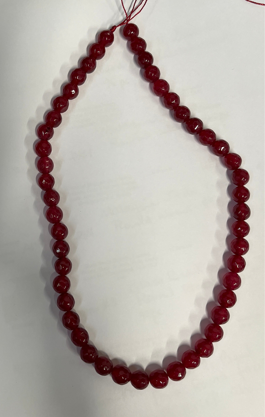 WHITE JADE BEAD 8MM ROUND FACETED wine 1 STRAND