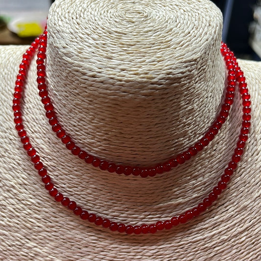 GLASS JADE 4MM ROUND CRIMSON (BAKING PAINTED)