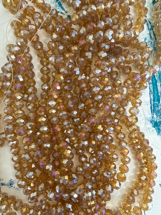 GLASS RONDELLE 8MM OLD CHAMPAGNE AB 1 STRAND
