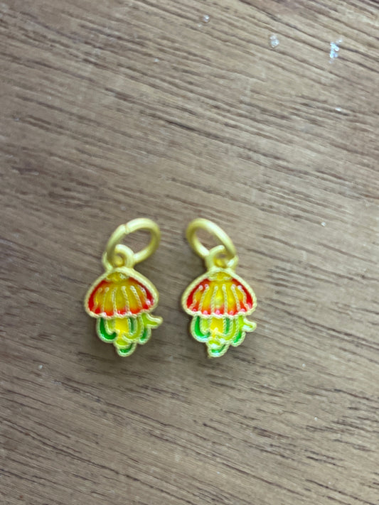 CHARM JELLYFISH MATTE GOLD ENAMEL 12X8MM 2 PC