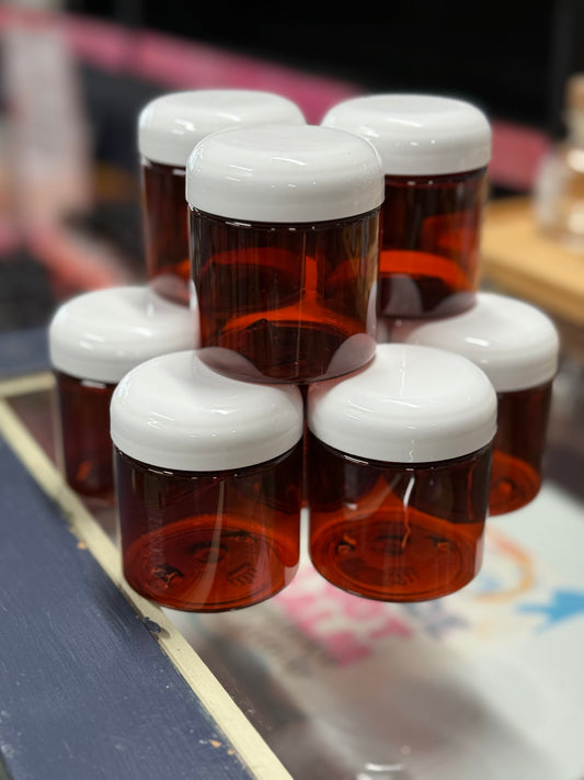 JAR 4 OZ PET AMBER WHITE DOME CAP 1 PC OR 10 PC