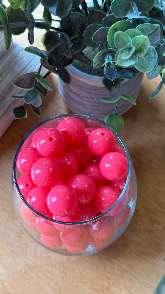 ACRYLIC ROUND BEAD 20 MM HOLE 2-3 MM LIGHT CORAL 10 PC