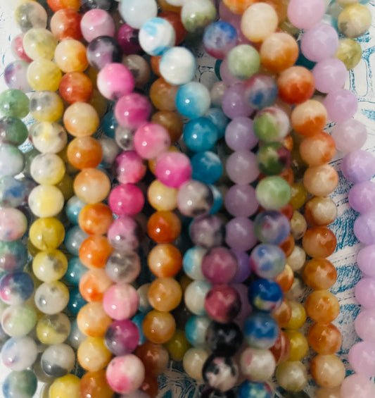 PERSIAN JADE 8MM ROUND MIXED COLORS
