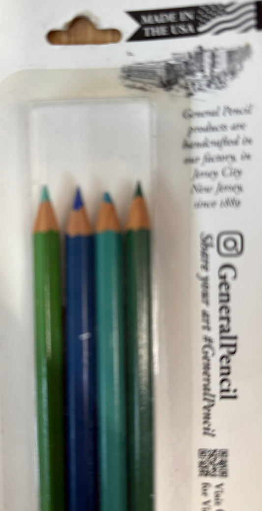 WATERCOLOR PENCILS SET 4 PC VIBRANT BLUES AND GREENS