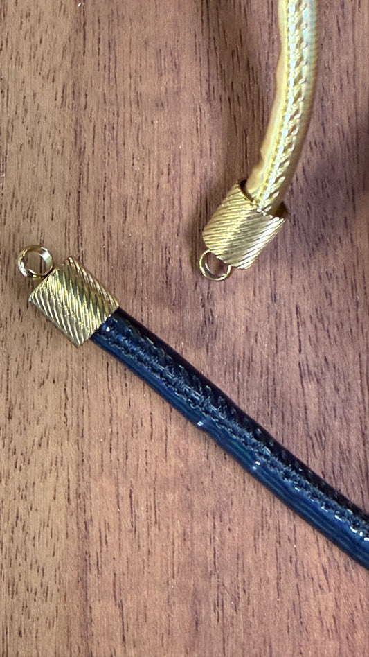 CORD END STAINLESS STEEL 7 MM GOLD DIAGONAL TEXTURED 2 PC
