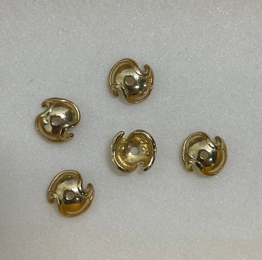 BEAD CAP GOLD PLATE 8MM 5PC