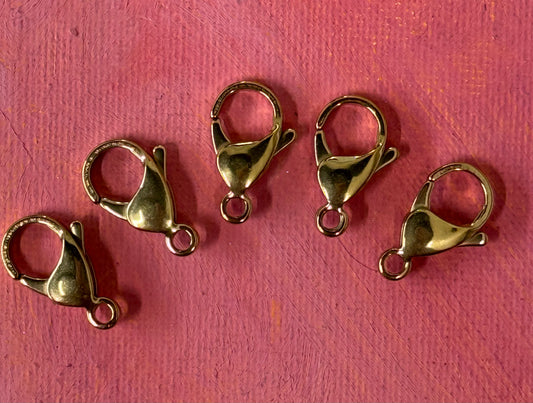 LOBSTER 19X11MM STAINLESS STEEL GOLD PLATE 5 PC