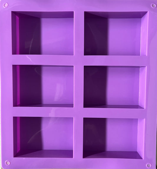 Soap mold rectangular 6 cavities 3x2 inches aprox 1 pc