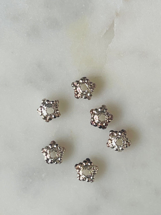BEAD CAP STERLING SILVER 6MM STAR SHAPE 6PC