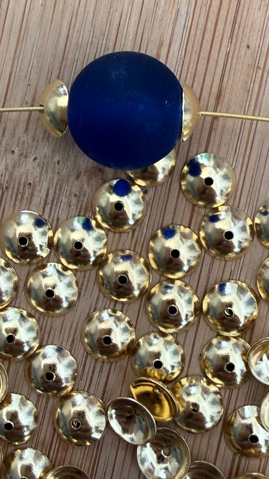 BEAD CAP DOME 6X2MM STAINLESS STEEL GOLD PLATE 20 PC