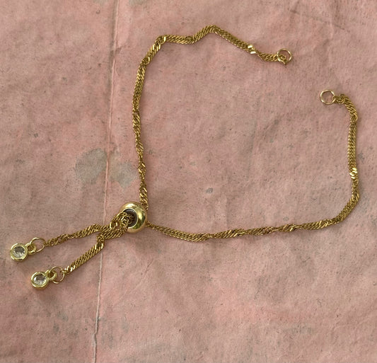 SLIDER BRACELET STAINLESS STEEL GOLD 9 7/8 INCHES 1 PC