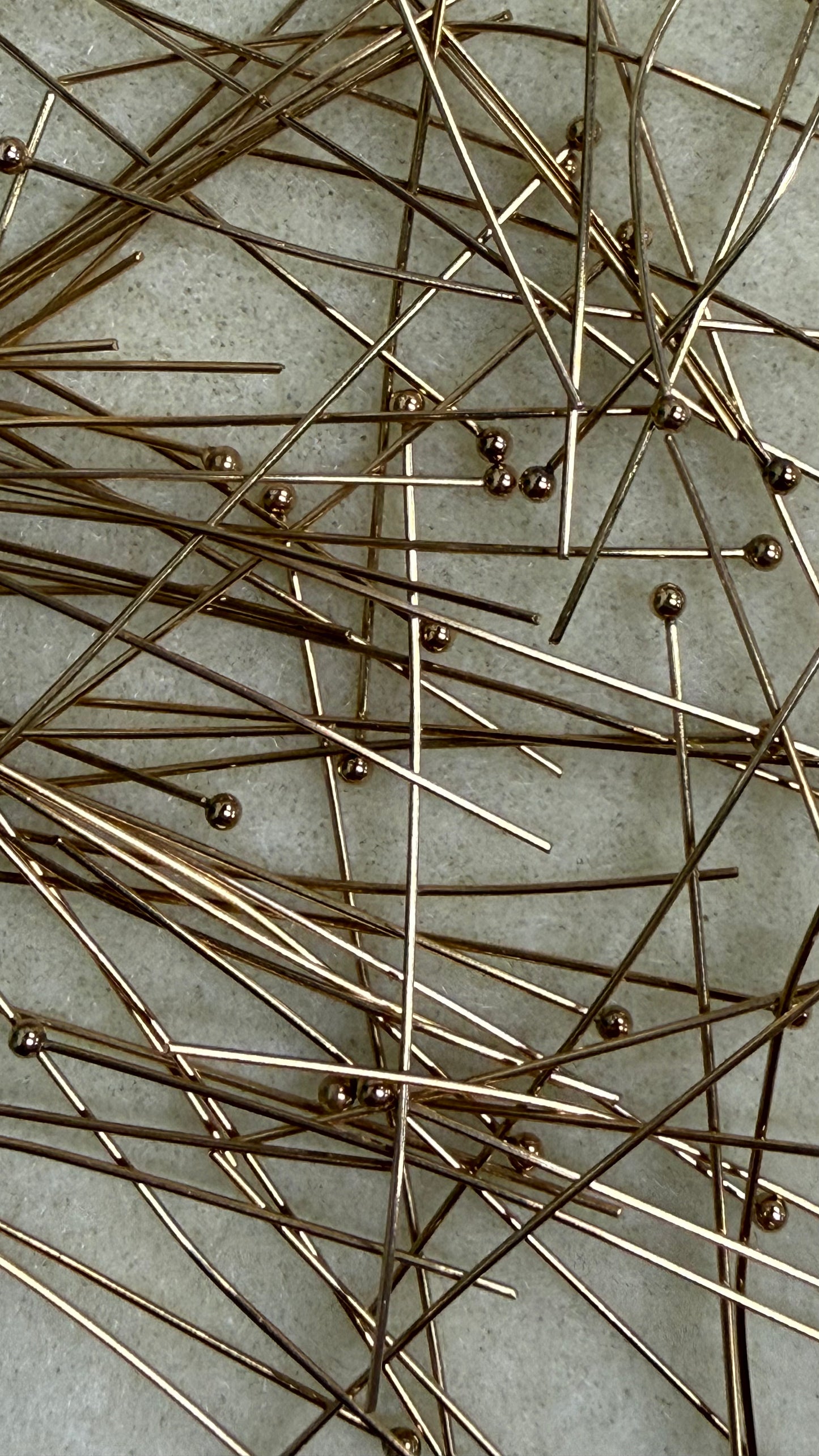HEADPIN BALL 50 MM 1STAINLESS STEEL GOLD PLATED 18 KT 10 PC