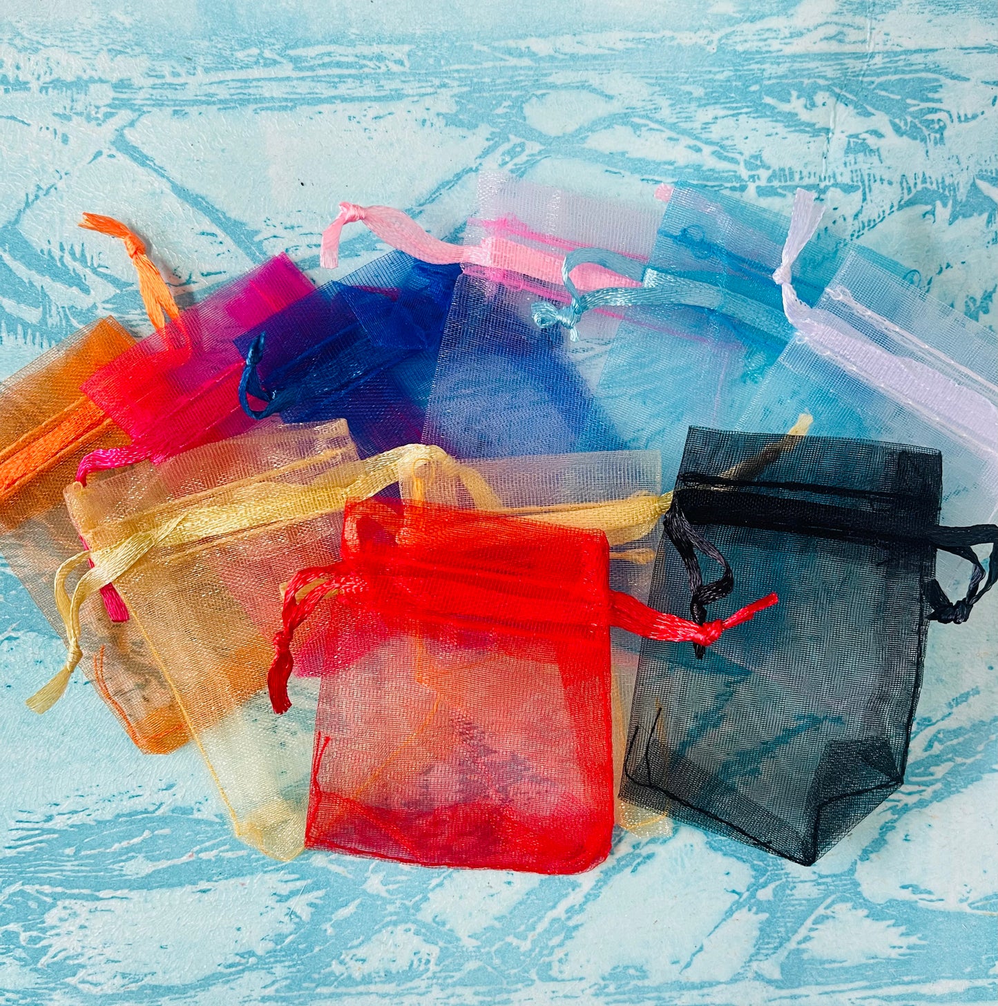 BAG ORGANZA DRAWSTRING MIXED COLORS 10 PCS PACKAGE