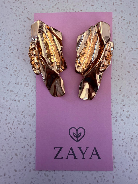 POST EARRINGS LARGE GOLD LEAVES