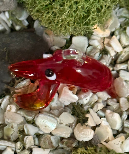 LAMPWORK GLASS RED LOBSTER CHARM 25X14MM 1 PC