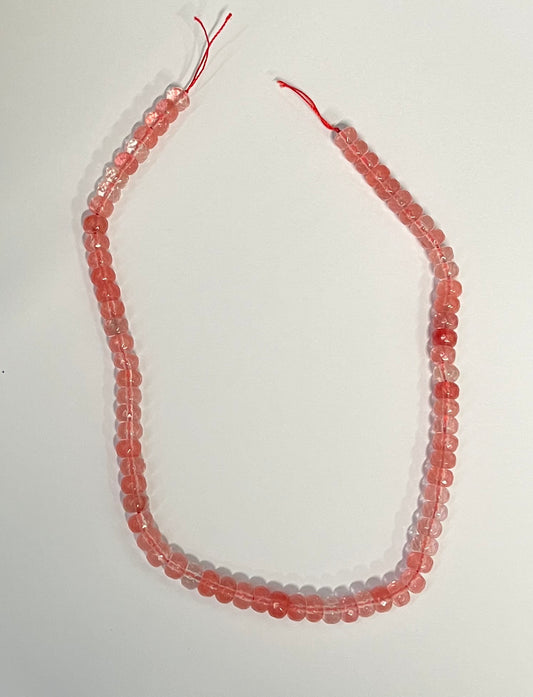 CHERRY QUARTZ GLASS BEADS RONDELLE 8X5MM 1 STRAND