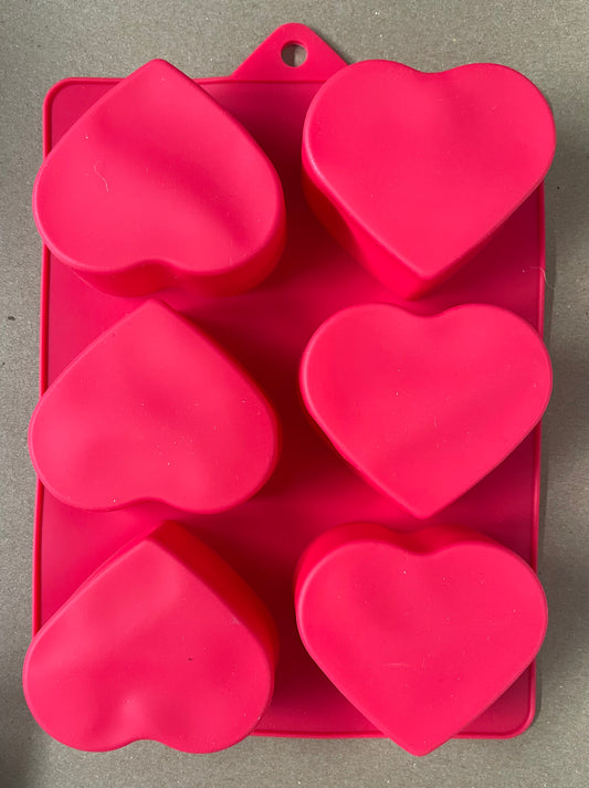 MOLDE SILICONE 6 CORAZONES MEDIANOS
