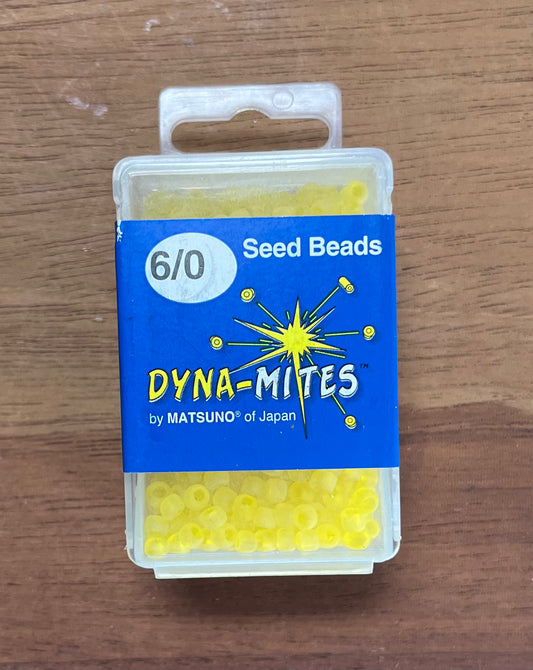 SEED BEAD 6/0 TRANSPARENT MATTE YELLOW 40 GRMS