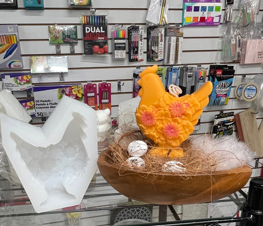 Silicone mold hen with flowers 1 pc