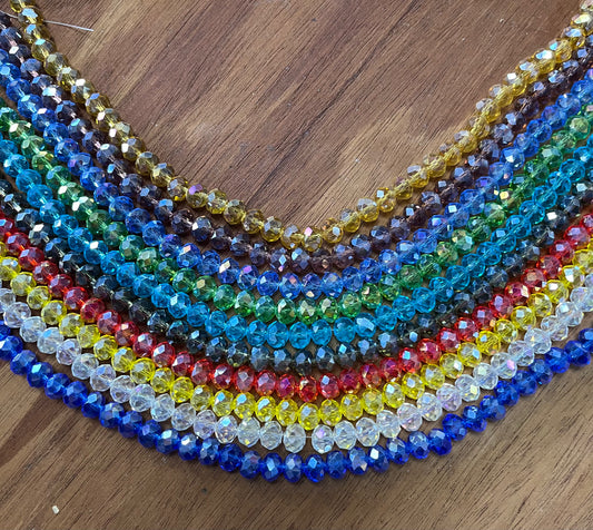 GLASS RONDELLE 8MM ELECTROPLATE 1 STRAND