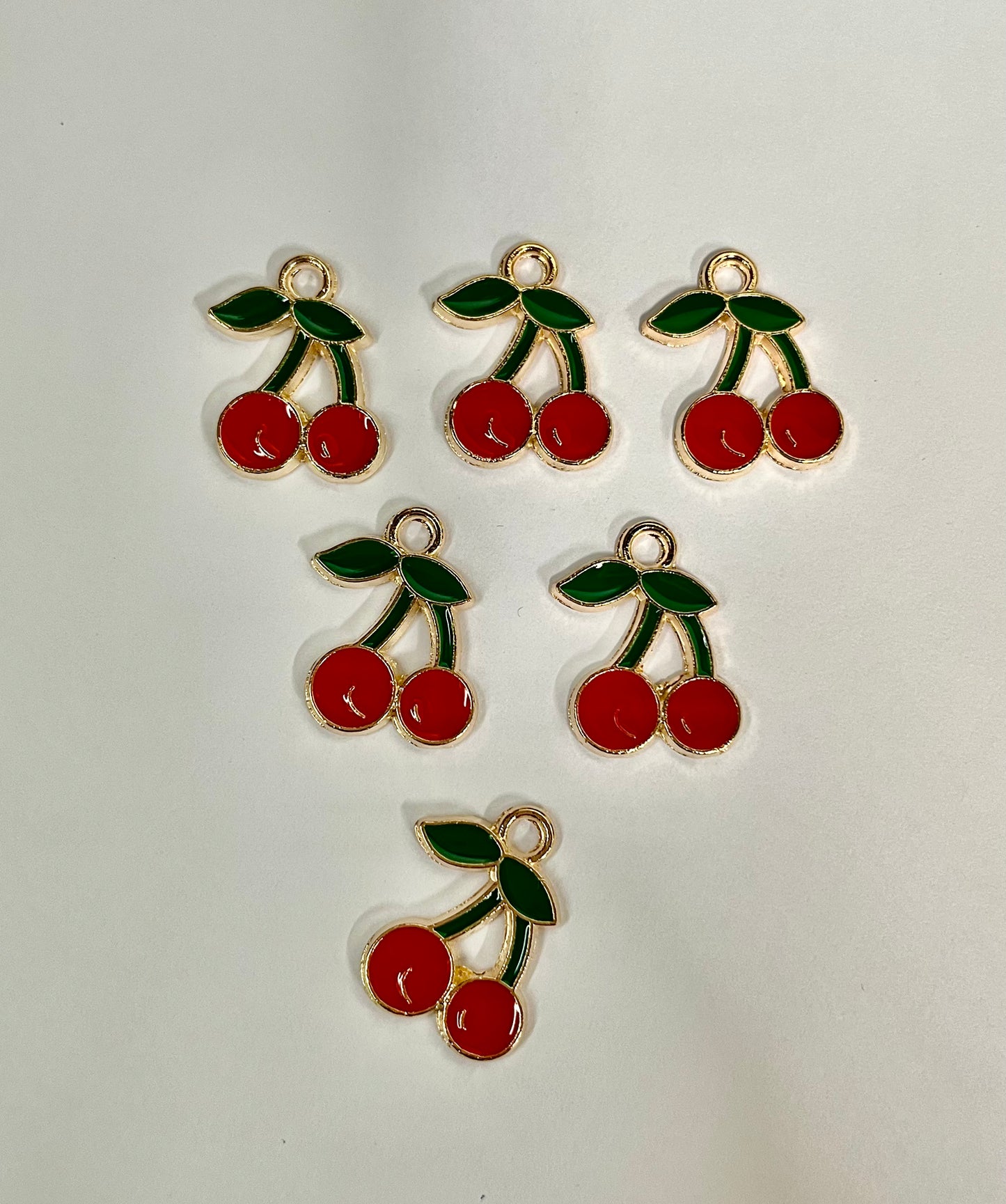 CHARM CHERRIES 18X13MM LIGHT GOLD PLATE 10 PC