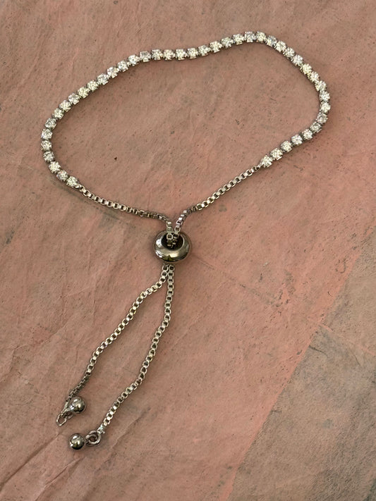 SLIDER TENNIS BRACELET PLATINUM WITH CUBIC ZIRCONIA 1 PC