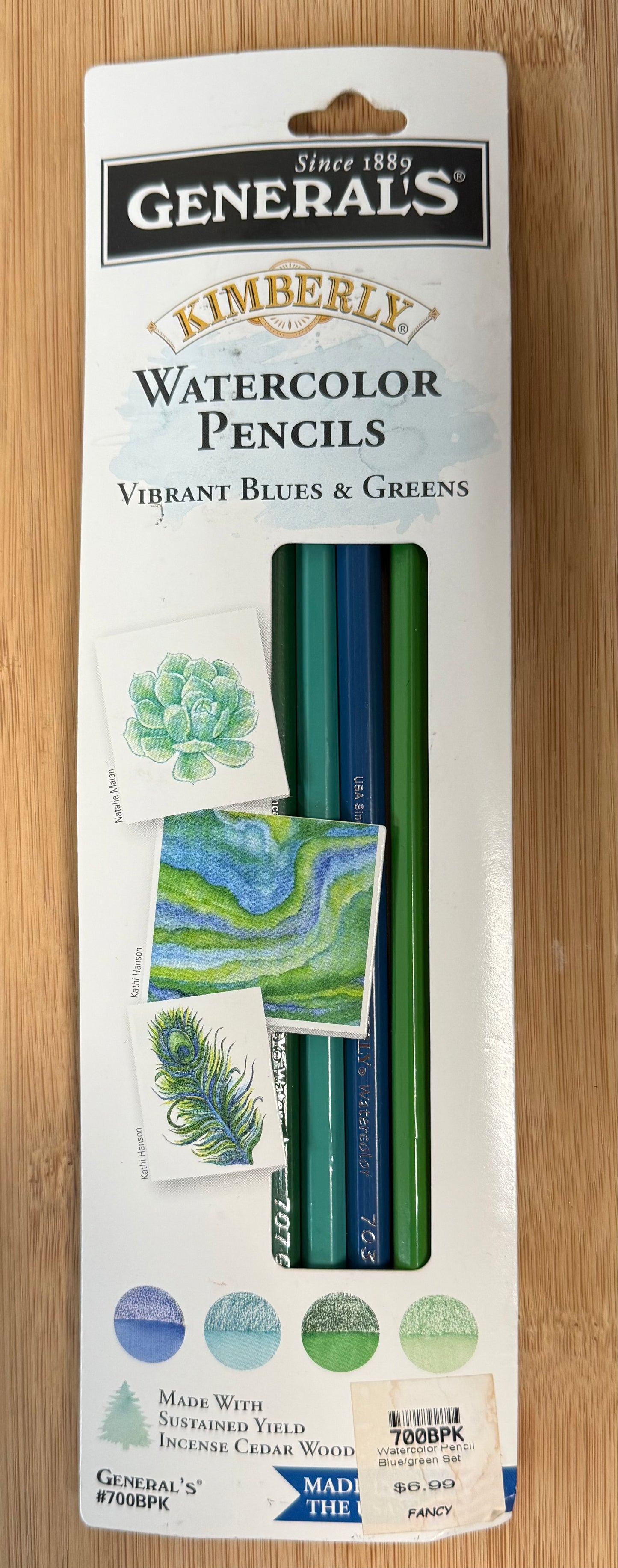 WATERCOLOR PENCILS SET 4 PC VIBRANT BLUES AND GREENS