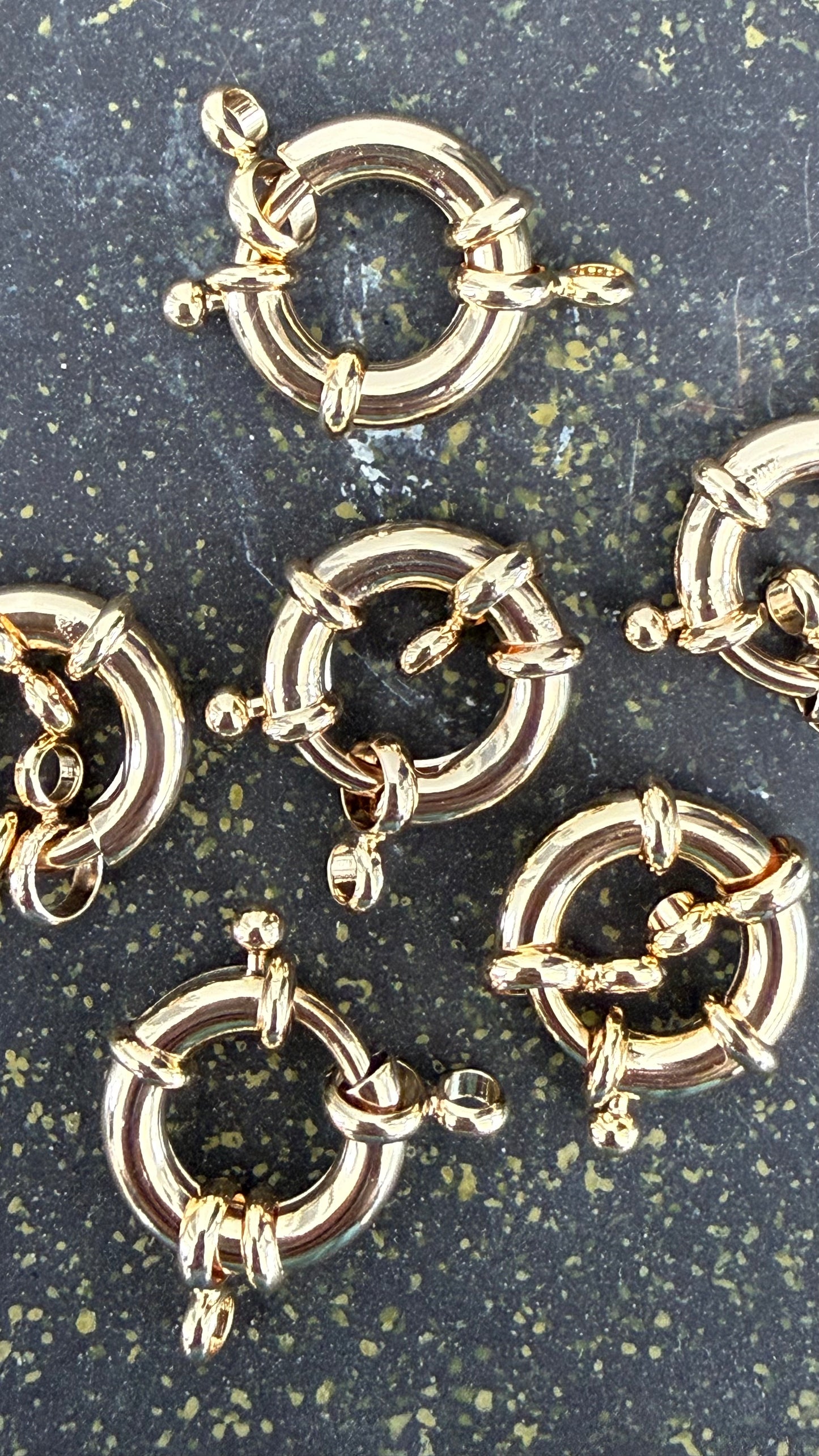 SPRING RING CLASP ROUND 20X17MM GOLD PLATE 18 KT 1 PC