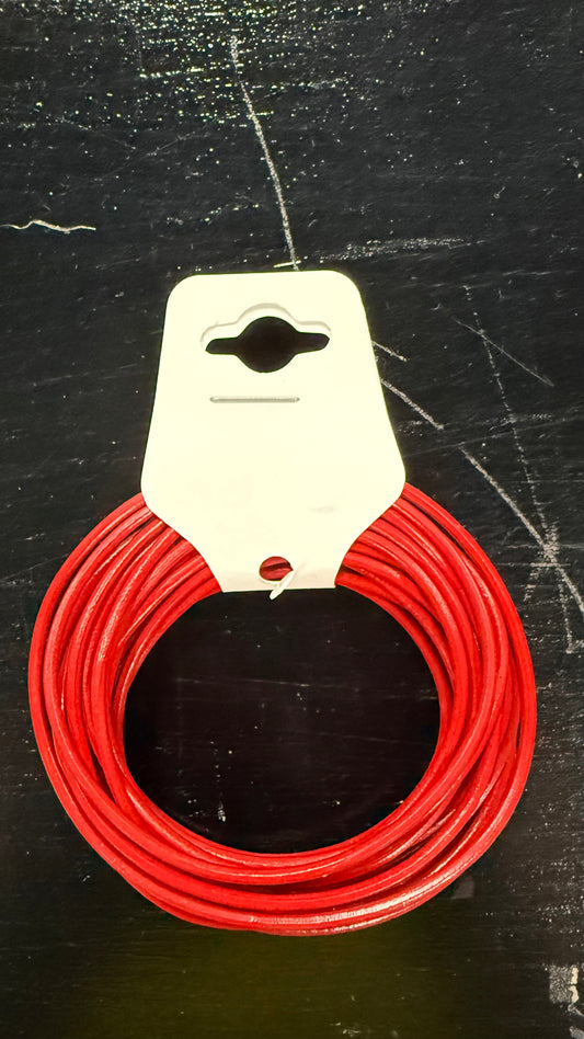 COWHIDE LEATHER CORD 2MM RED 5 YARDS