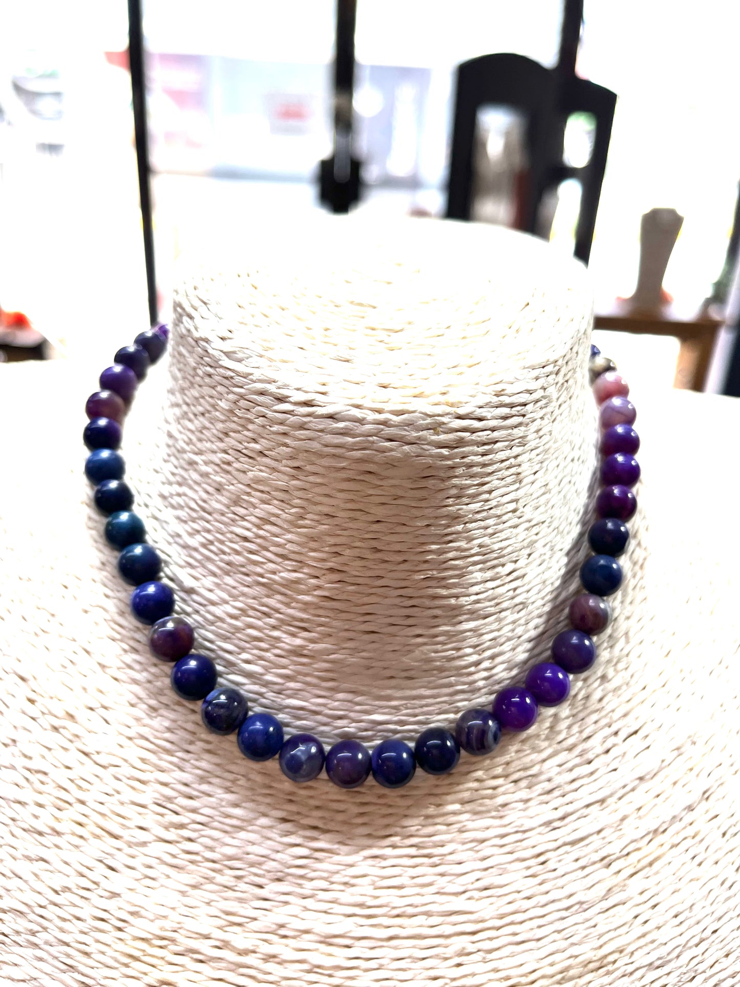 AGATE 8MM ROUND MAUVE 1 STRAND