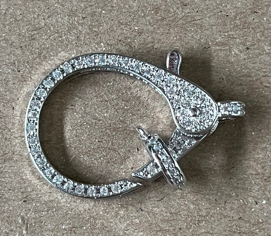 LOBSTER 27 mm DOBLE ENCHAPE PLATINO CZ PAVE 1 pc