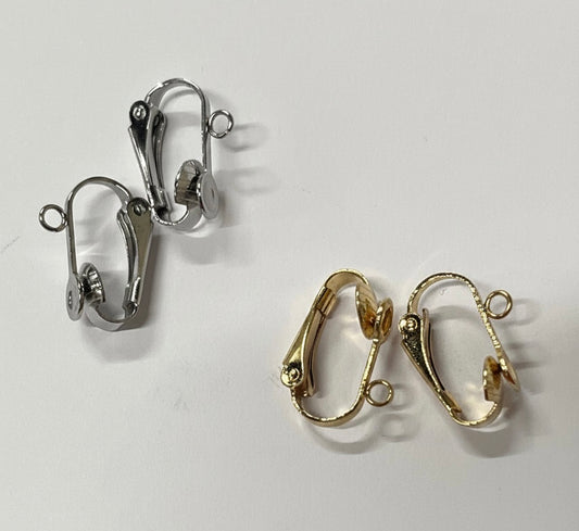 CLIP EARRING STAINLESS STEEL GOLD PLATE OR SILVER
