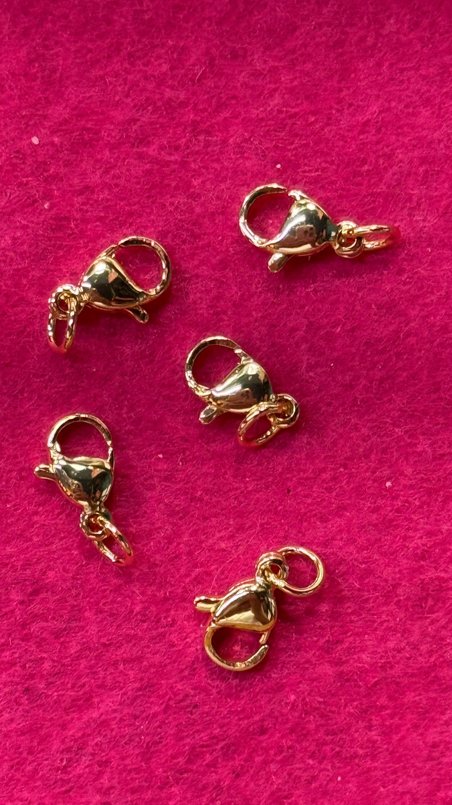 LOBSTER CLASP 13MM STAINLESS STEEL GOLD PLATE WITH JUMP RING 5PC