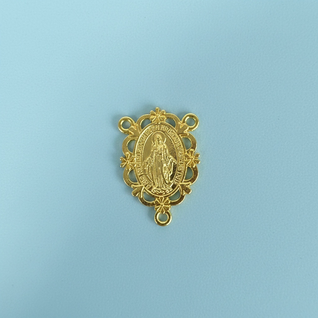 ROSARY CENTER VIRGEN DE LA MILAGROSA GOLD PLATED 1 PC